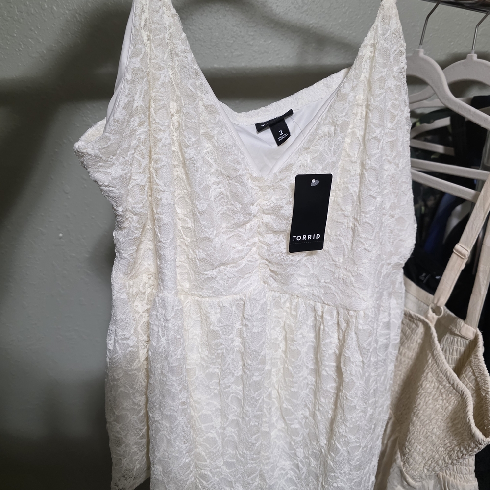Torrid Cream Lace V-Neck Top